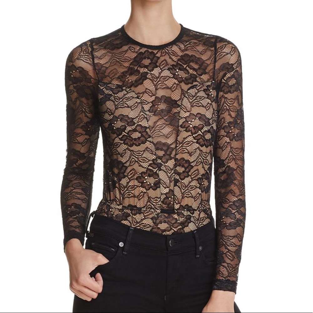 NWT Olivaceous Black Lace Bodysuit XS